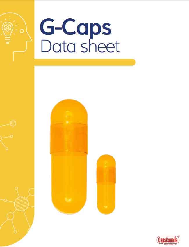 GCAPS® Gelatin Capsules Size chart data sheet CapsCanada