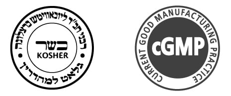 Kosher and CGMP logos